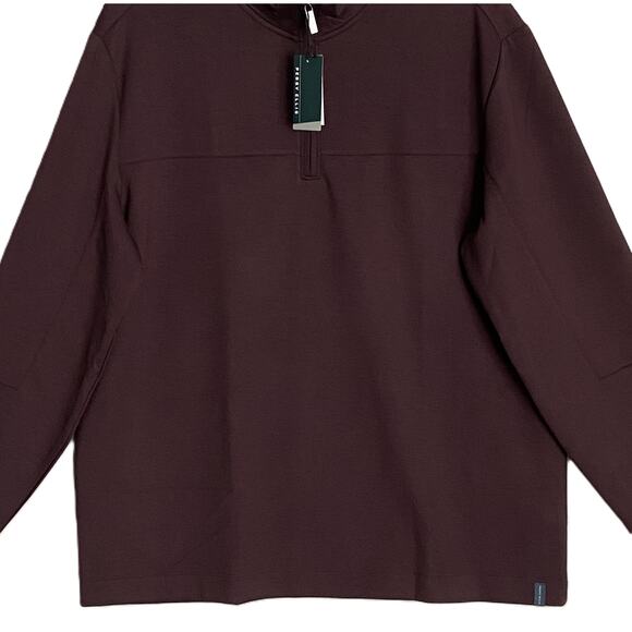 Perry Ellis Men's XLT Big & Tall 1/4 Zip Pullover Sweatshirt Dark Red NEW - Picture 4 of 10